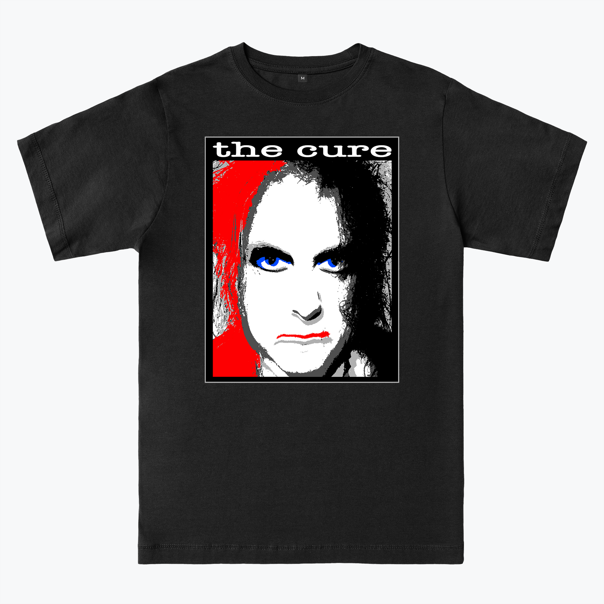 The Cure Robert Illustration Band Logo T-Shirt - Official Licensed Men's Black Tee, Unisex Fit, Size M